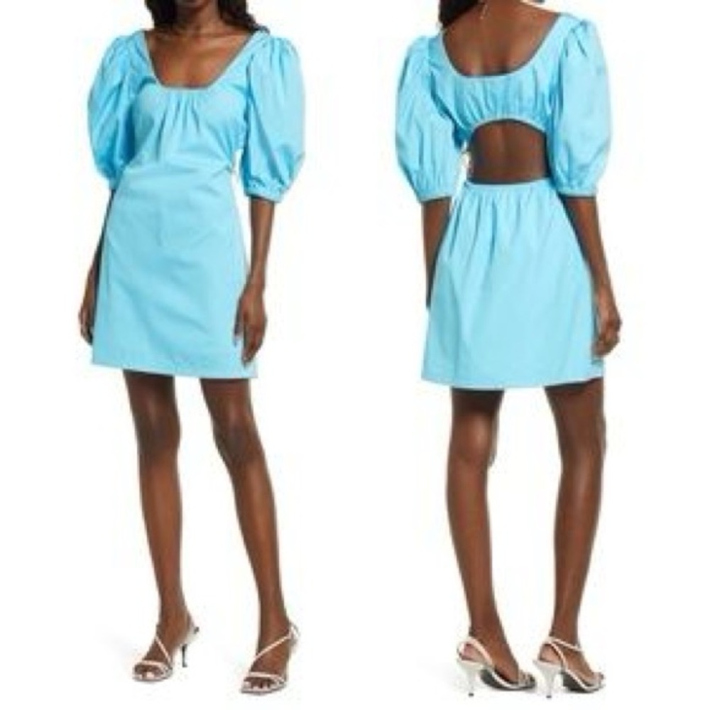 Turquoise Puff Sleeve Sun Dress